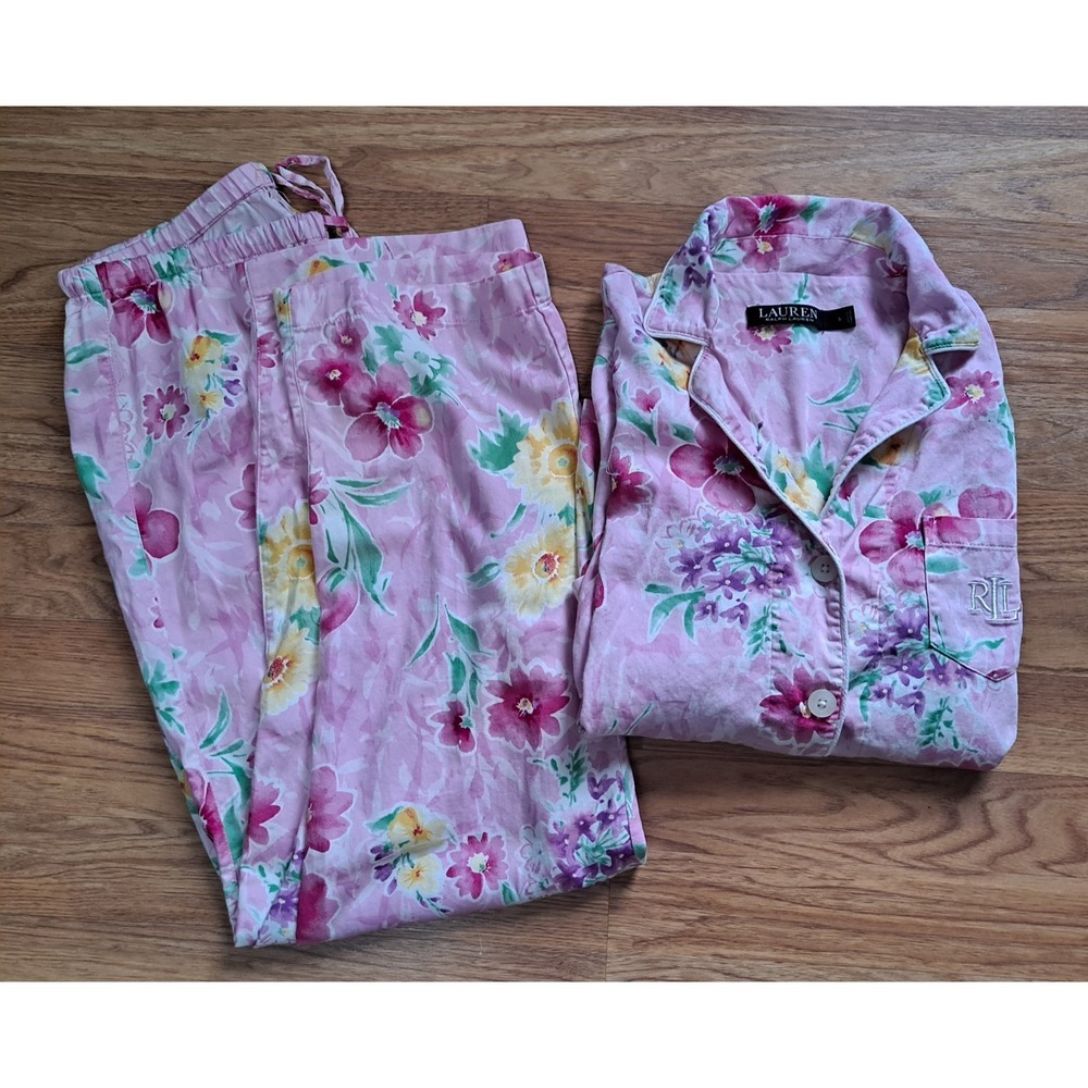 Lauren Ralph Lauren Pink Floral Cotton Pajama Set
